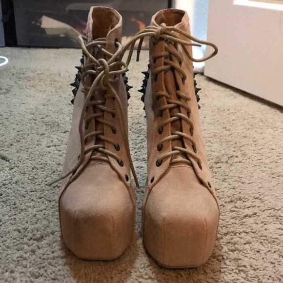 Jeffrey Campbell Taupe studded spiked lita sz 9 - Picture 3 of 5